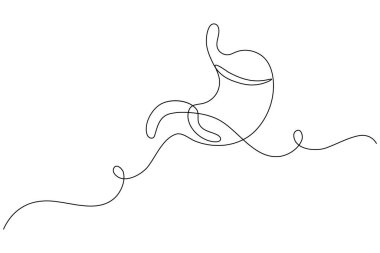 Beyaz arkaplana minimalist medikal simge çizen mide sürekli bir çizgi