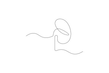 Beyaz arkaplanda izole edilmiş bir mide simgesinin sürekli çizimi