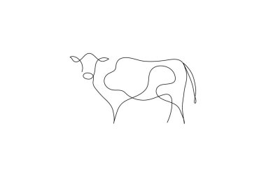İnek kafası minimalist hayvan hatları çizer