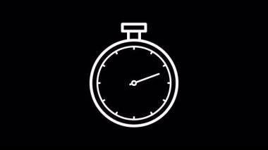 Beyaz 30 saniyelik geri sayım analog kronog kronometre simgesi siyah arkaplan, minimalist tarzda bir kavram. 4K video