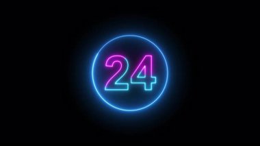 Koyu arkaplanda dairesel ışık çerçevesi içinde parlayan mavi ve pembe sayılar olan parlak neon geri sayım zamanlayıcısı. Giriş veya zamanlayıcı tasarımı için mükemmel.