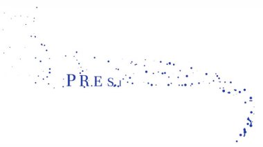 Mavi ve kırmızı başkanlar günü metin animasyonu. Saydam bir arkaplanda dağınık parçacık aksanıyla. 4K video