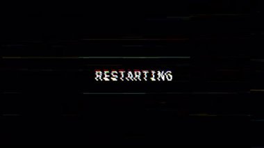 VHS arıza bozulması, RGB statik titreşim ve koyu ekran arkaplanda analog tarama çizgileri ile yeniden başlatılıyor. 4K video