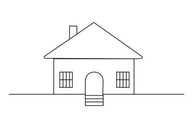 Minimal line art illustration of a house showing modern design and simplicity on a white background