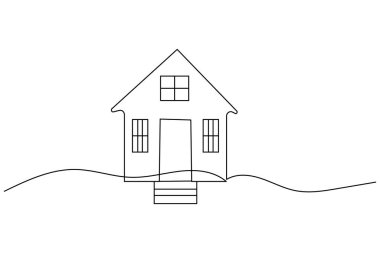 Minimal line art illustration of a house showing modern design and simplicity on a white background