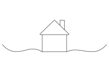 Minimal line art illustration of a house showing modern design and simplicity on a white background