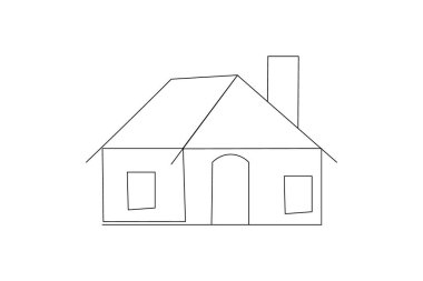 Minimal line art illustration of a house showing modern design and simplicity on a white background