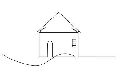 Minimal line art illustration of a house showing modern design and simplicity on a white background
