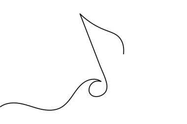 Yaratıcı ve sanatsal tasarım kavramları için mükemmel olan beyaz arkaplan üzerine minimalist bir nota çizimi