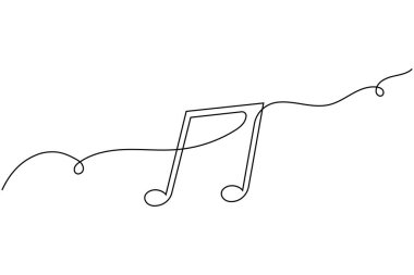 Yaratıcı ve sanatsal tasarım kavramları için mükemmel olan beyaz arkaplan üzerine minimalist bir nota çizimi