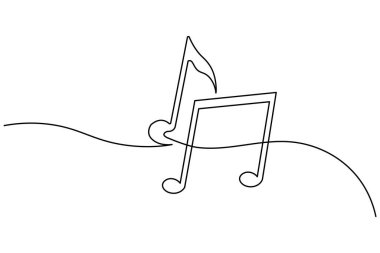 Yaratıcı ve sanatsal tasarım kavramları için mükemmel olan beyaz arkaplan üzerine minimalist bir nota çizimi