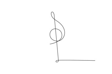 Yaratıcı ve sanatsal tasarım kavramları için mükemmel olan beyaz arkaplan üzerine minimalist bir nota çizimi