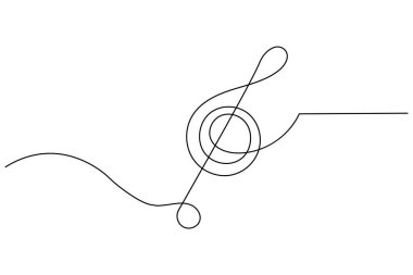 Yaratıcı ve sanatsal tasarım kavramları için mükemmel olan beyaz arkaplan üzerine minimalist bir nota çizimi