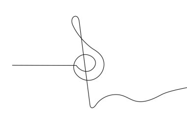 Yaratıcı ve sanatsal tasarım kavramları için mükemmel olan beyaz arkaplan üzerine minimalist bir nota çizimi