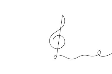 Yaratıcı ve sanatsal tasarım kavramları için mükemmel olan beyaz arkaplan üzerine minimalist bir nota çizimi