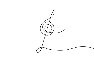 Yaratıcı ve sanatsal tasarım kavramları için mükemmel olan beyaz arkaplan üzerine minimalist bir nota çizimi