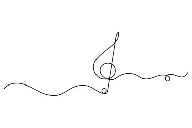 Beyaz arka plan üzerine minimalist sürekli çizim, yaratıcı ve müzikal tasarım kavramları için mükemmel.