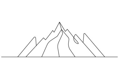 Dağ manzarası beyaz arka planda resim çizmeye devam ediyor.