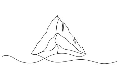 Soyut dağ ve doğa manzarası Tek çizgi