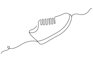 Tek çizgili soyut çizgiler, düz hatları ve şık bir biçimi olan tek bir çizginin sürekli çizimi. Ayakkabı simgeleri için mükemmel