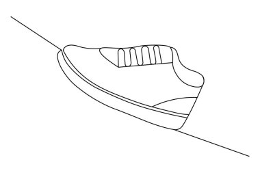   Beyaz arkaplan üzerinde kesintisiz bir çizgi minimalist siyah doğrusal vektör çizimi