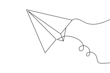 Beyaz zemin üzerinde kağıt düzlem sürekli sanat uçuşu minimal tasarım