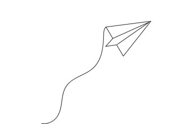 Kağıt düzlem sürekli çizgi beyaz zemin üzerine minimalist sanat çiziyor