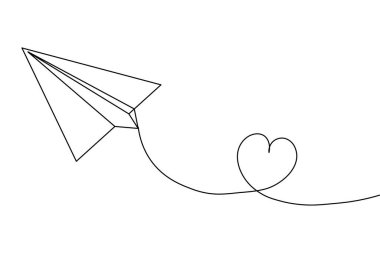 Kağıt düzlem sürekli çizgi beyaz zemin üzerine minimalist sanat çiziyor