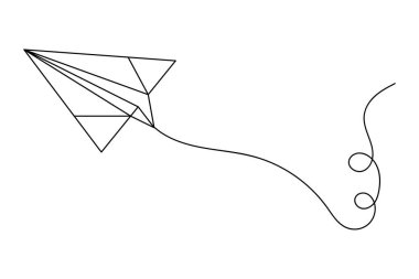 Kağıt düzlem sürekli çizgi beyaz zemin üzerine minimalist sanat çiziyor