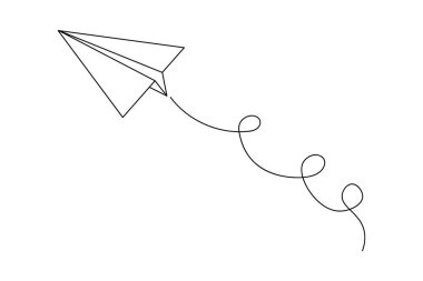 Kağıt düzlem sürekli çizgi beyaz zemin üzerine minimalist sanat çiziyor