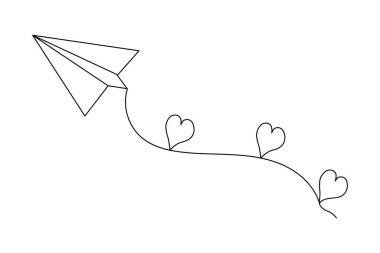 Kağıt düzlem sürekli çizgi beyaz arkaplan üzerine minimalist tasarım çizer