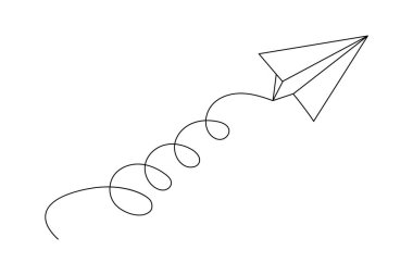 Kağıt düzlem sürekli çizgi beyaz arkaplan üzerine minimalist tasarım çizer