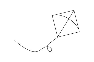 Uçurtma minimalist hatlarıyla sürekli bir çizgi çiziyor.