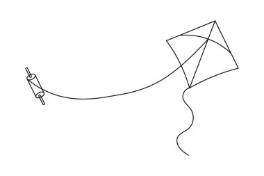 Uçurtma minimalist hatlarıyla sürekli bir çizgi çiziyor.