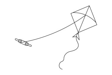 Uçurtma minimalist hatlarıyla sürekli bir çizgi çiziyor.