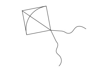 Uçurtma minimalist hatlarıyla sürekli bir çizgi çiziyor.