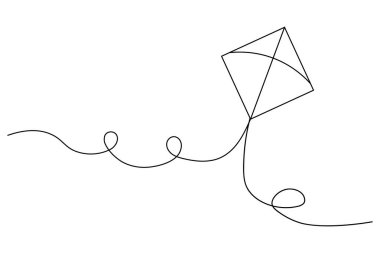 Uçurtma minimalist hatlarıyla sürekli bir çizgi çiziyor.