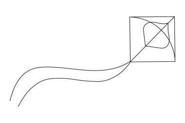 Uçurtma minimalist hatlarıyla sürekli bir çizgi çiziyor.