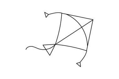 Uçurtma minimalist hatlarıyla sürekli bir çizgi çiziyor.