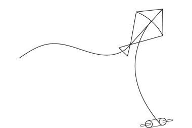 Uçurtma minimalist hatlarıyla sürekli bir çizgi çiziyor.