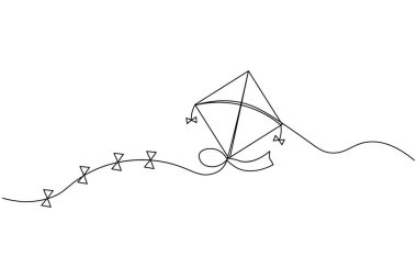 Uçurtma minimalist hatlarıyla sürekli bir çizgi çiziyor.