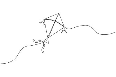 Uçurtma minimalist hatlarıyla sürekli bir çizgi çiziyor.