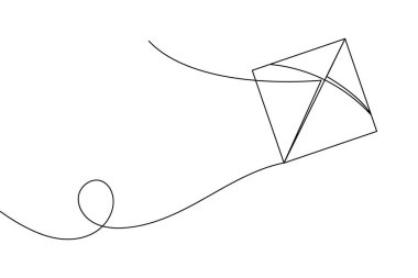 Uçurtma minimalist hatlarıyla sürekli bir çizgi çiziyor.