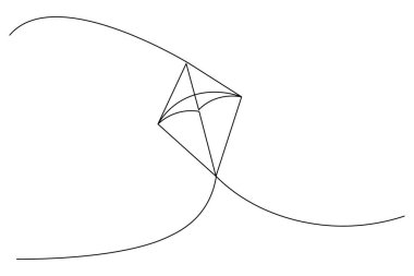 Uçurtma, beyaz arka planda uçan sicim minimalist anahatlı sürekli bir çizgi çizer.