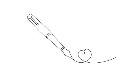 Bir dolmakalemin sürekli çizimi bir kalp şekli yaratıyor.