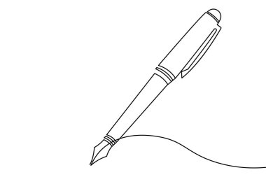 Tükenmez kalem minimalist tarzda beyaz üzerine izole edilmiş bir çizgi çiziyor.