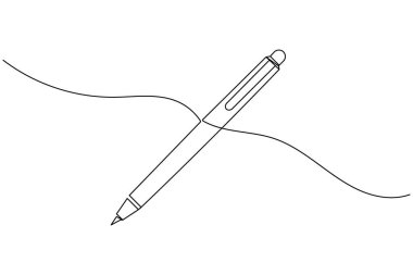 Beyaz arkaplanda tükenmez kalem çizimi devam ediyor