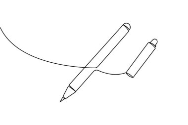 Beyaz arkaplanda tükenmez kalem çizimi devam ediyor