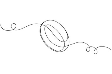A minimalist continuous one line drawing of a wedding ring band. This elegant black line art on a white background is perfect for marriage and engagement themes.