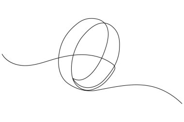 Minimalist sürekli bir alyans çizimi. Bu zarif tasvir, evlilik, nişan ve beyaz arka planda mücevher tasarımı için mükemmeldir..